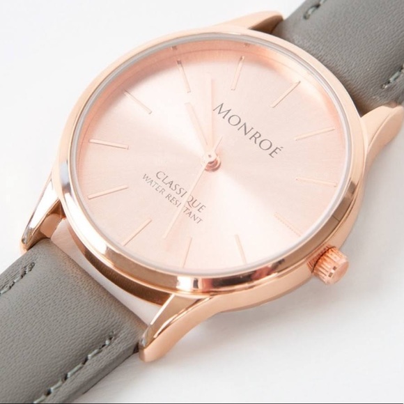 NIB - Monroe Solerose Charcoal Leather Watch - Picture 5 of 13